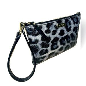 Kate Spade Black Leopard Print Wristlet